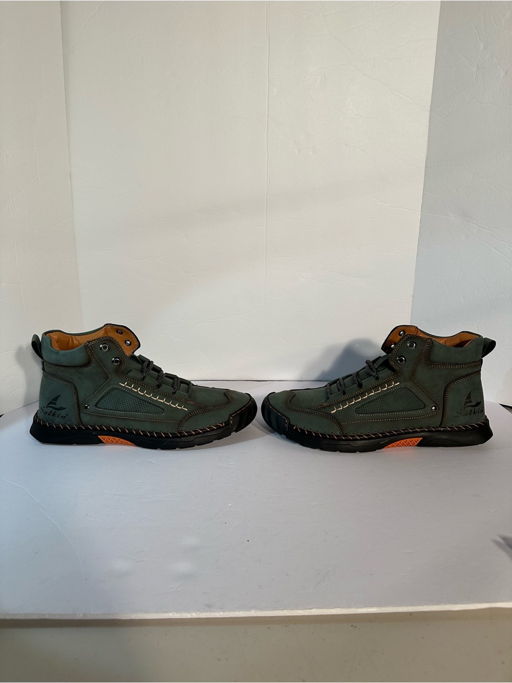 SALKIN USA Trail Hiking Camp Boots Euro Size 42 Green Barefoot NWOT Size 8.5-9 - Picture 4 of 10